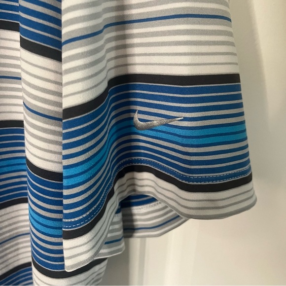 Nike Men's Striped Polo Shirt - Blue, white, black. Nike Golf. Men’s size L - Picture 5 of 7